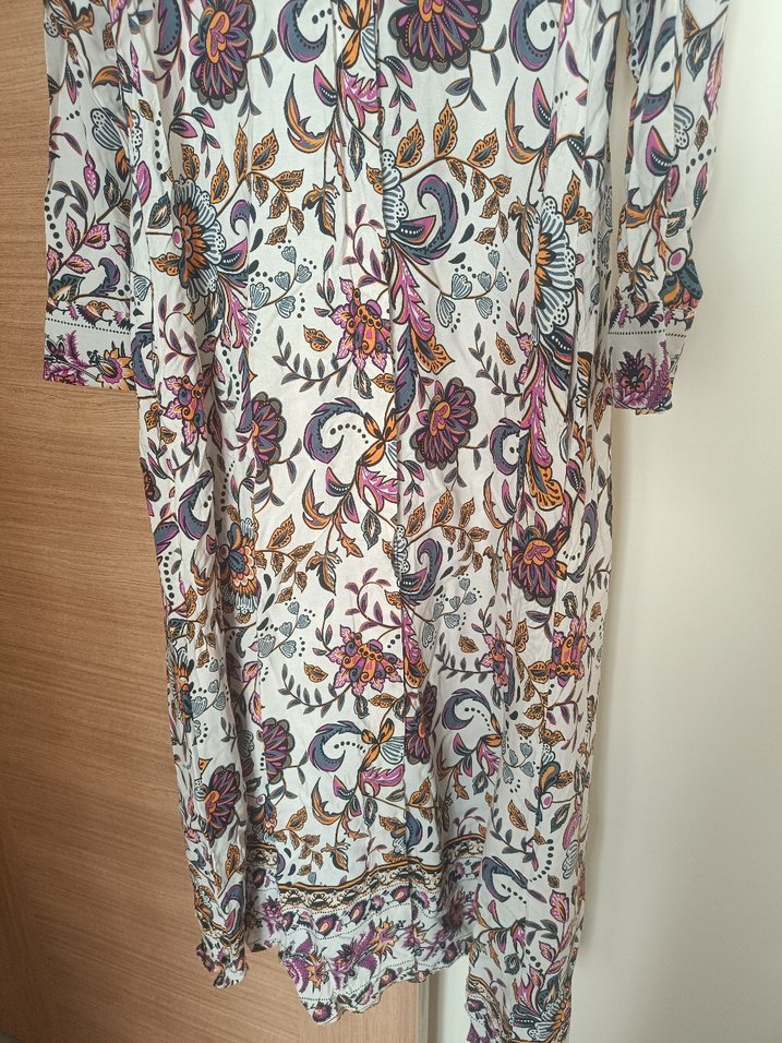 Uzun Kol Çiçek Desenli Bohem Elbise - Görsel 4