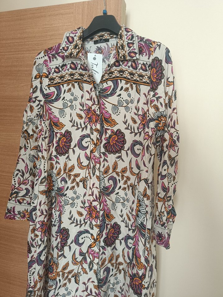 Uzun Kol Çiçek Desenli Bohem Elbise - Görsel 5