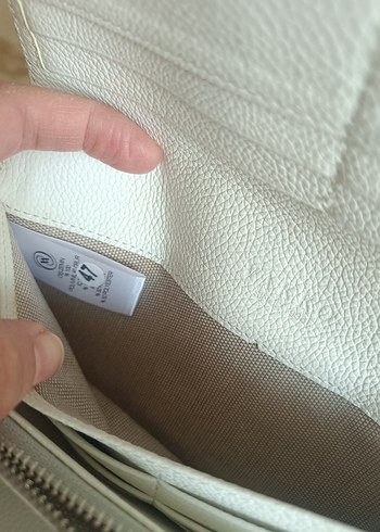 Vakko Beyaz gri geçişli Deri Tokalı Kadın Cüzdan - Görsel 8