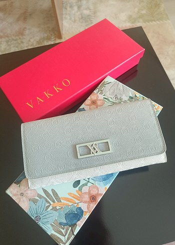 Vakko Beyaz gri geçişli Deri Tokalı Kadın Cüzdan - Görsel 2