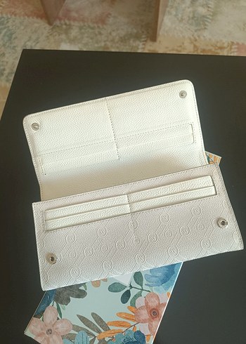 Vakko Beyaz gri geçişli Deri Tokalı Kadın Cüzdan - Görsel 6