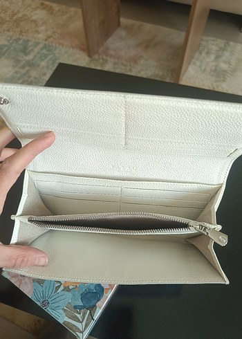 Vakko Beyaz gri geçişli Deri Tokalı Kadın Cüzdan - Görsel 5