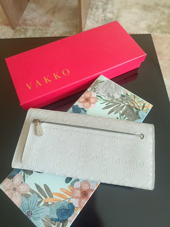 Vakko Beyaz gri geçişli Deri Tokalı Kadın Cüzdan - Görsel 3