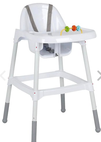 Beyaz ve Gri Bebek Mama Sandalyesi