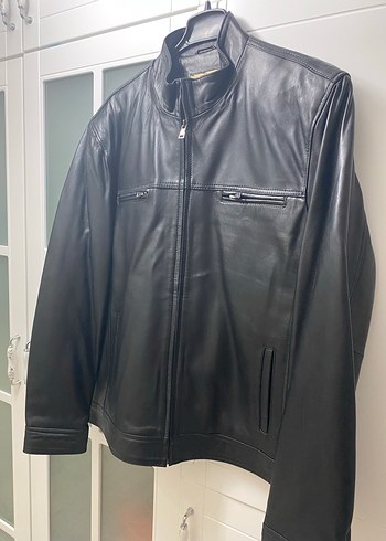 Siyah Hakiki Deri Biker Ceket - Görsel 2