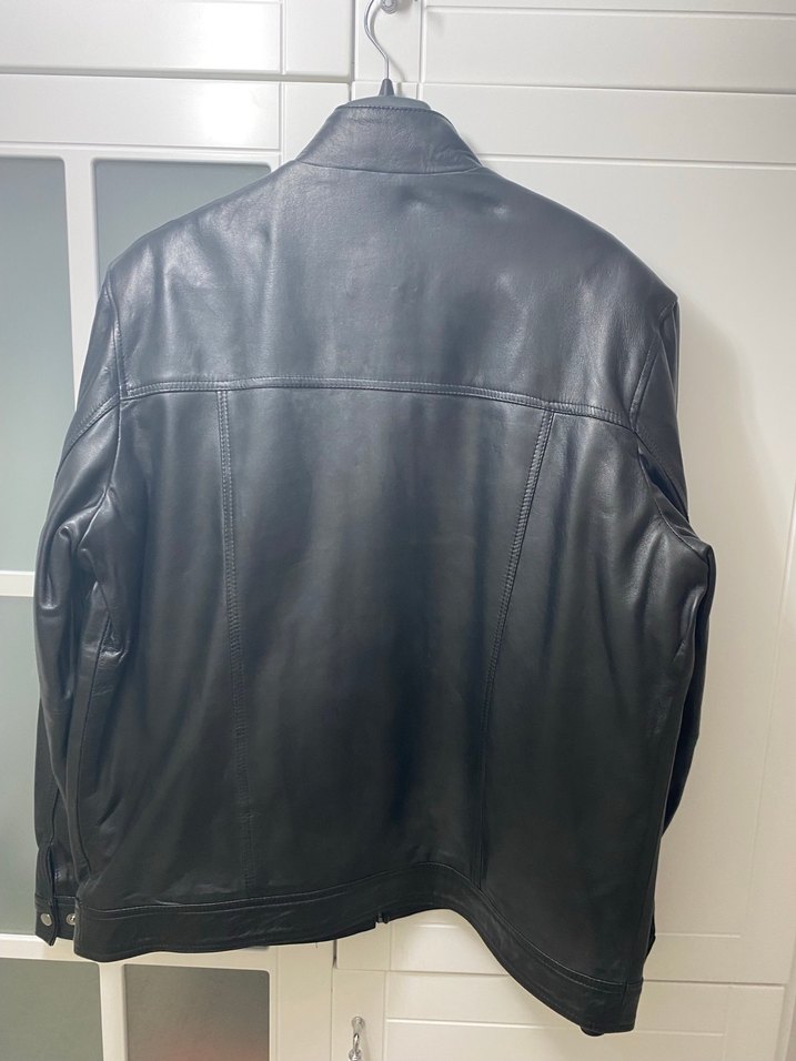 Siyah Hakiki Deri Biker Ceket - Görsel 5