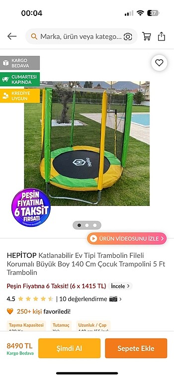 Hepitop marka büyük boy trambolin