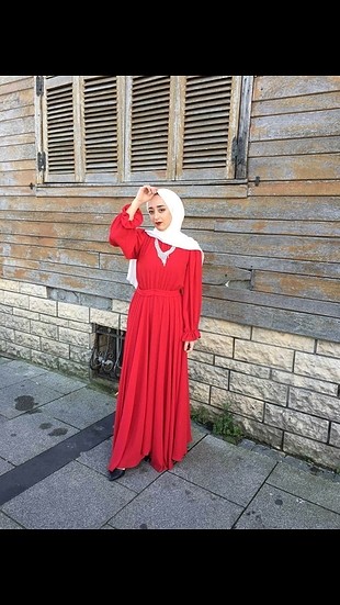 m Beden kırmızı Renk kırmızı tesettür elbise