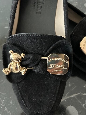 Pelinin Ayakkabıları Süet booby gold ayıcık detaylı ayakkabı