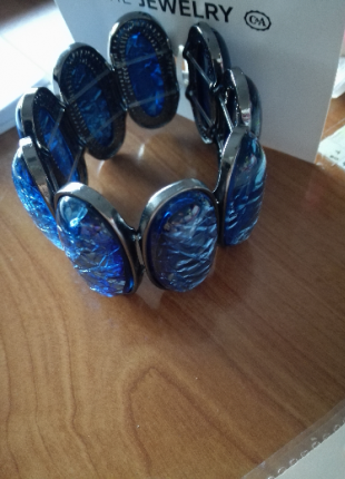 Accessorize mavi buyuk sedef tasli bileklik