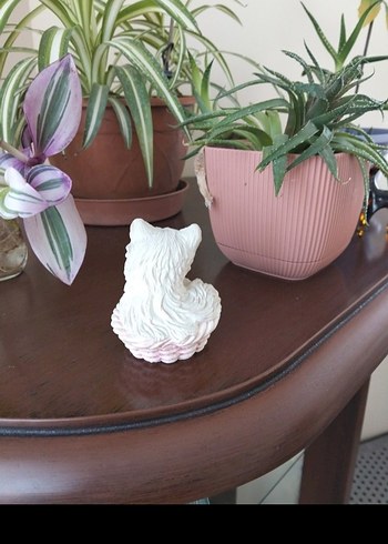 Beyaz Kedi Figürin Pastel Tonlarda - Görsel 3