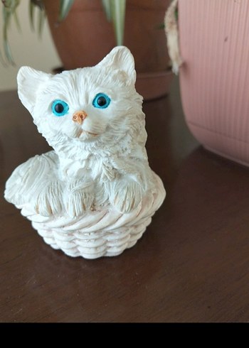 Beyaz Kedi Figürin Pastel Tonlarda - Görsel 4