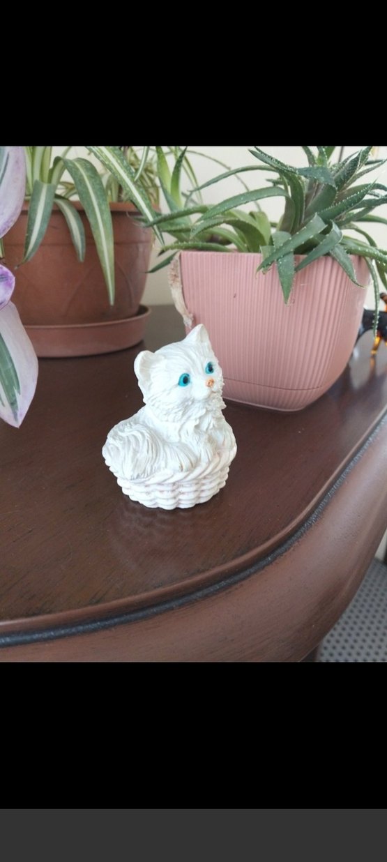 Beyaz Kedi Figürin Pastel Tonlarda - Görsel 2