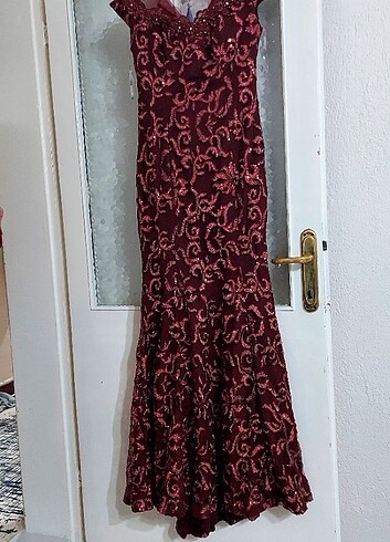 s Beden Bordo simli abiye
