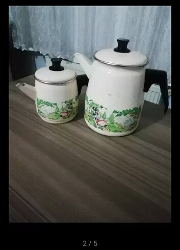 Emsan Sıfır eskilerden kalma emaye çaydanlık takımı