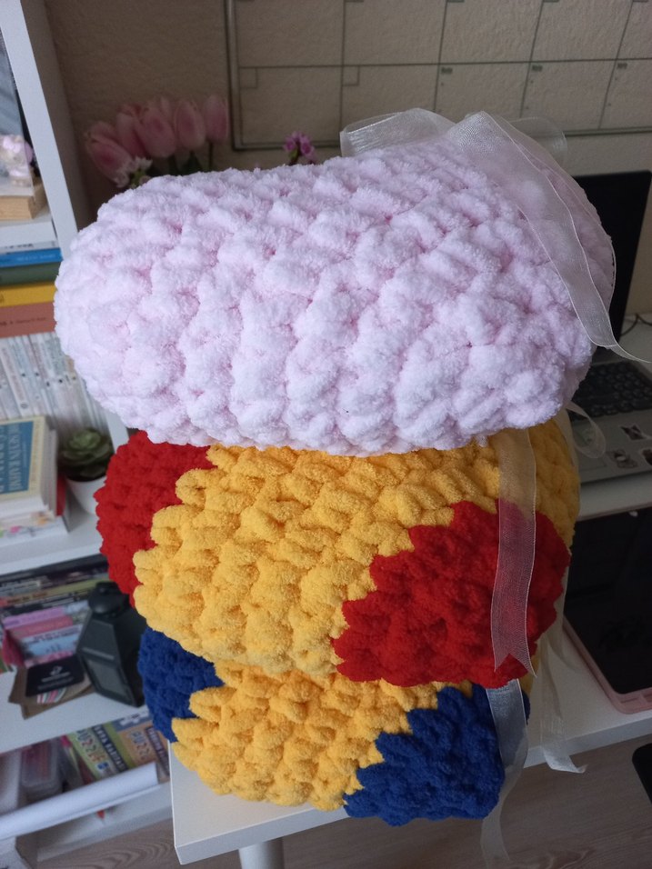 toz pembe puffy kalpli yastık - Görsel 5