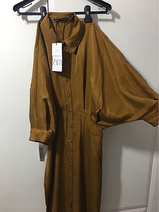 Zara yeni etiketli yarasakol yeni sezon gömlek elbise