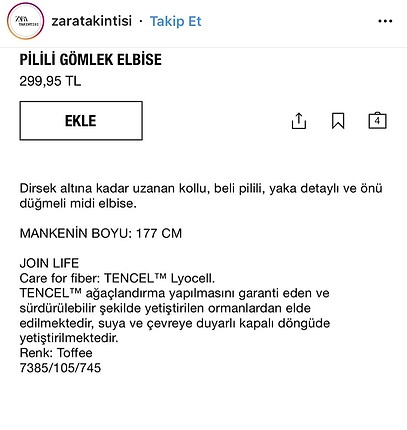 s Beden kahverengi Renk Zara gömlek elbise