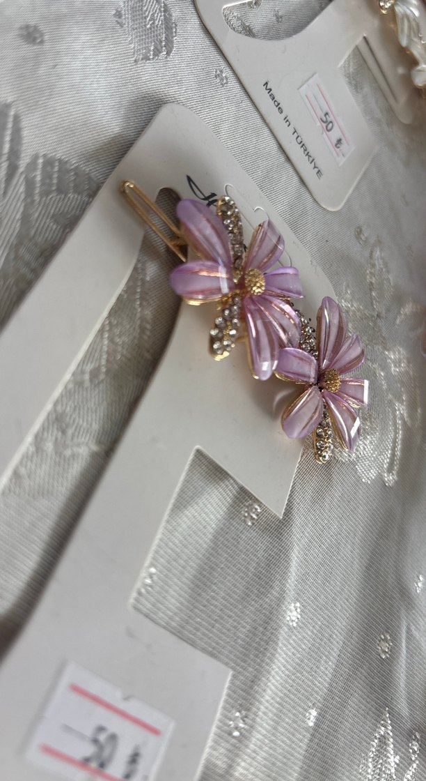 Mor Payetli Çiçek Saç Tokası Seti - Görsel 2