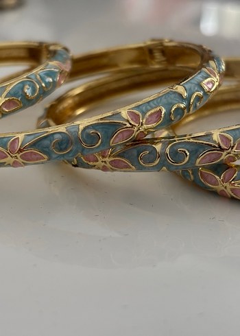 Çiçek Desenli Renkli Bohem Bilezik mineli kelepçe bileklik - Görsel 3