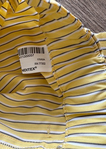 xl Beden Çizgili Sarı Pamuklu Pijama Tipi Pantolon
