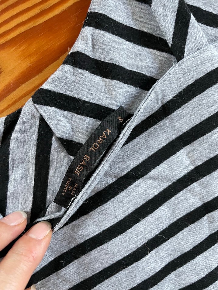 Çizgili V Yaka Uzun Bohem Elbise - Görsel 3