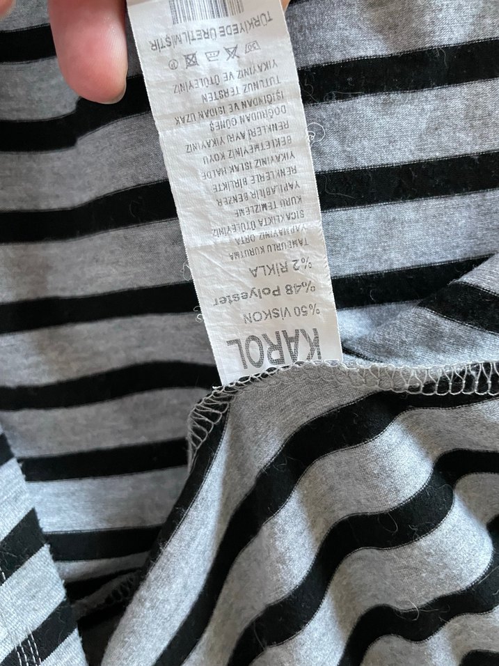 Çizgili V Yaka Uzun Bohem Elbise - Görsel 4