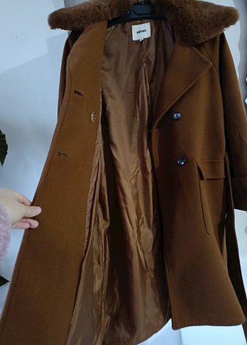 Kahverengi Kürklü Yaka Kadın Kaban - Görsel 4