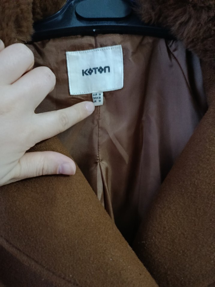 Kahverengi Kürklü Yaka Kadın Kaban - Görsel 5