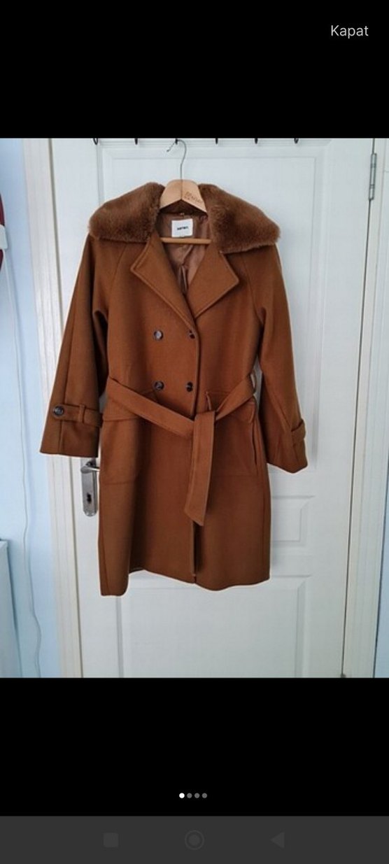 Kahverengi Kürklü Yaka Kadın Kaban - Görsel 2