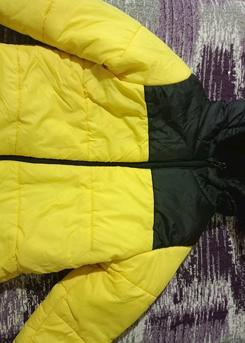24-36 Ay Beden Sarı Siyah Fermuarlı Çocuk Kışlık Mont