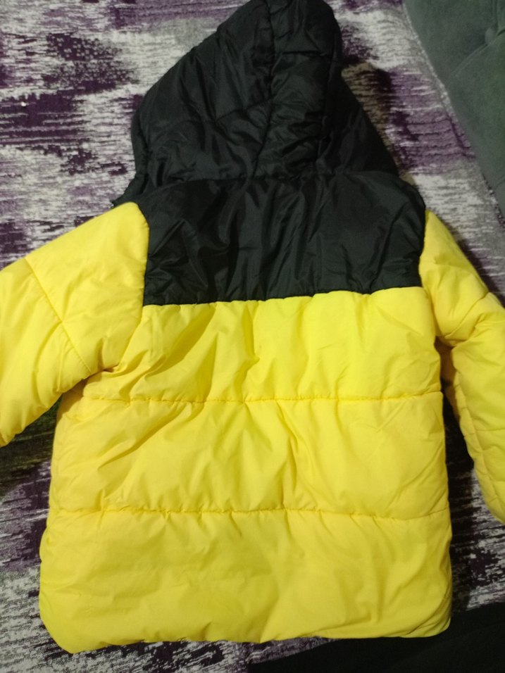 Sarı Siyah Fermuarlı Çocuk Kışlık Mont - Görsel 5