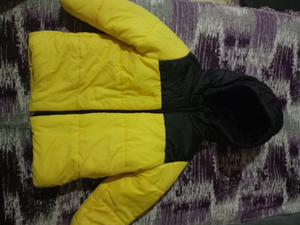 Sarı Siyah Fermuarlı Çocuk Kışlık Mont - Görsel 3