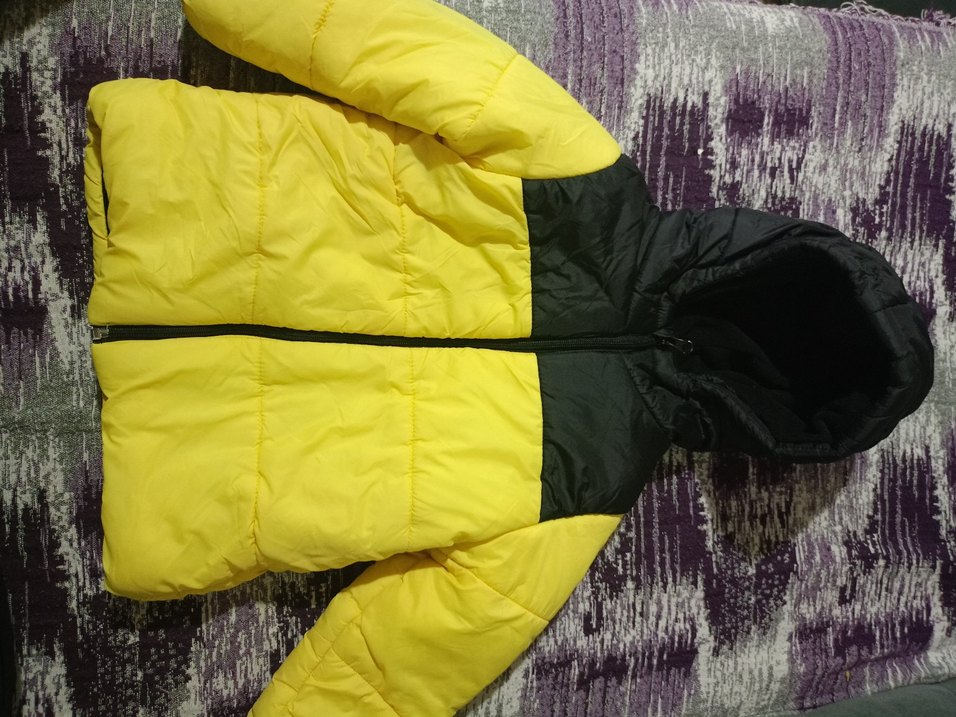 Sarı Siyah Fermuarlı Çocuk Kışlık Mont - Görsel 2