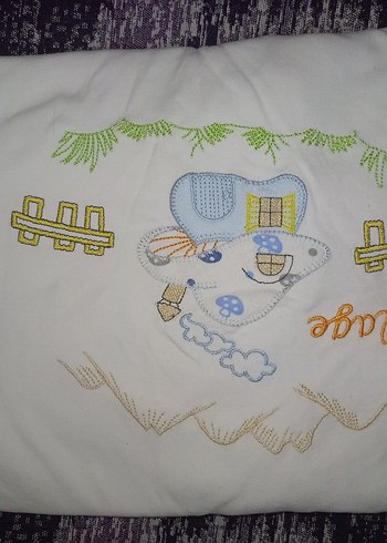 Mavi Nakışlı Bebek Battaniyesi - Görsel 3