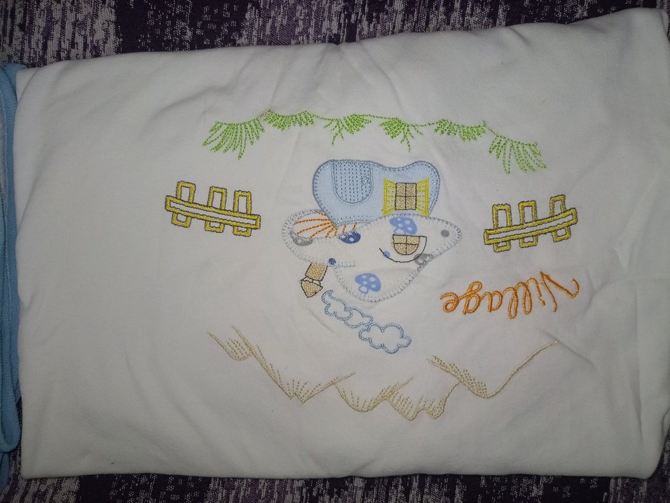 Mavi Nakışlı Bebek Battaniyesi - Görsel 3