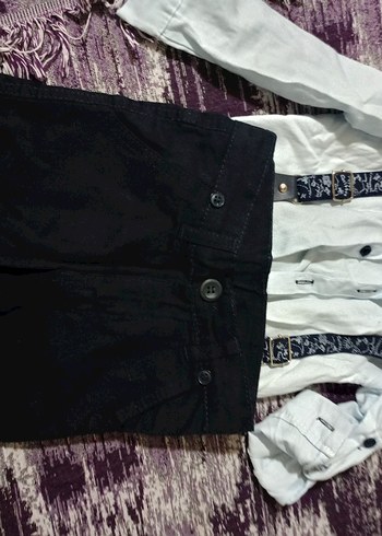 Bebek Erkek Kotlu Beyaz Gömlek ve Siyah Pantolon - Görsel 5