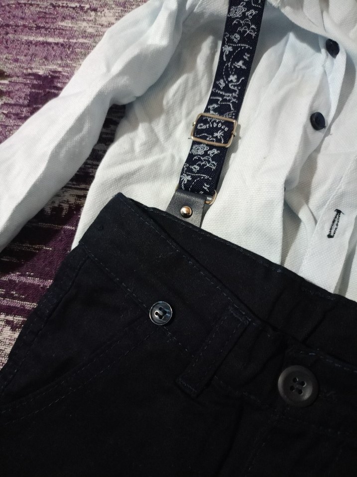 Bebek Erkek Kotlu Beyaz Gömlek ve Siyah Pantolon - Görsel 2