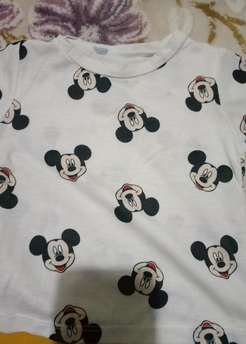 Mickey Mouse Baskılı Pamuklu Bebek Tulum ve Üst - Görsel 2
