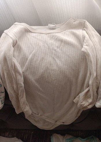 Beyaz Uzun Kollu Pamuklu Bebek Body - Görsel 4