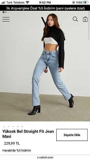 vatkalı straight fit jean