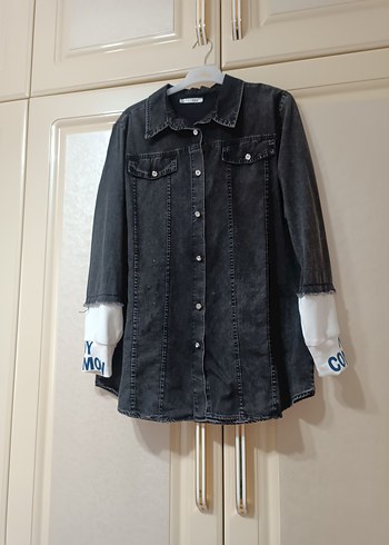 Siyah Düğmeli Kadın Denim Ceket - Görsel 3