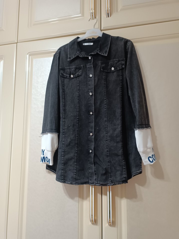 Siyah Düğmeli Kadın Denim Ceket - Görsel 3