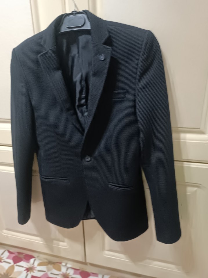 Düğmeli Siyah Erkek Takım Ceketi - Görsel 2