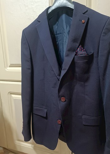 Erkek Lacivert Düğmeli Klasik Kesim Ceket takım - Görsel 2