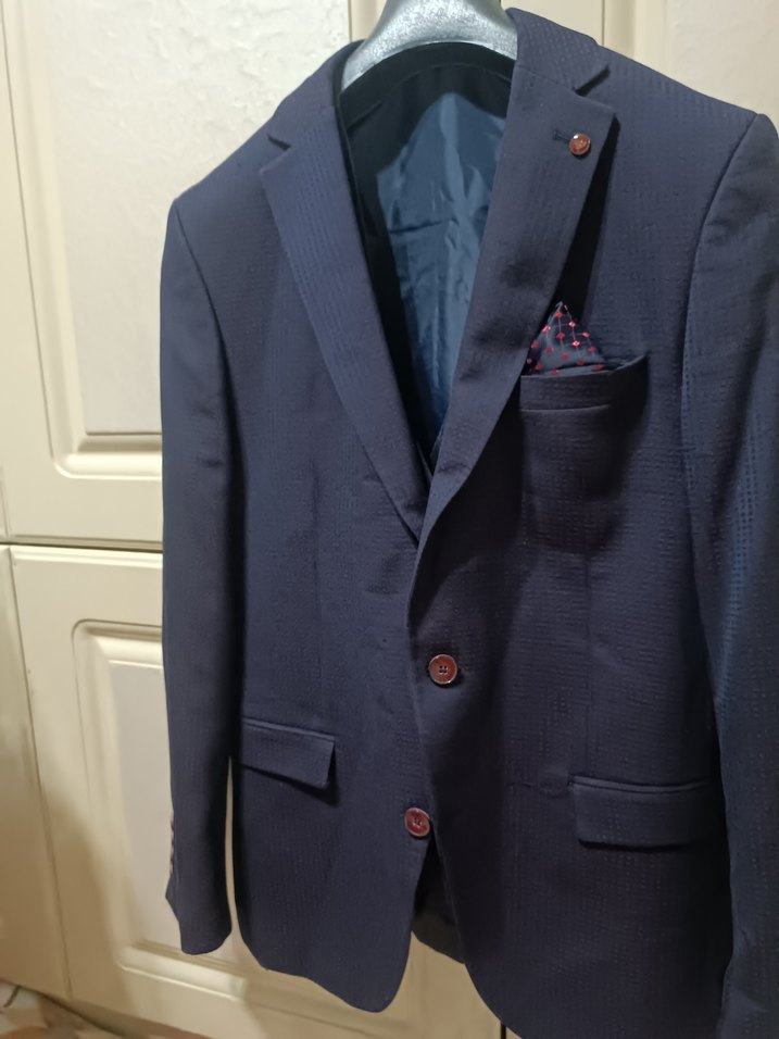Erkek Lacivert Düğmeli Klasik Kesim Ceket takım - Görsel 2