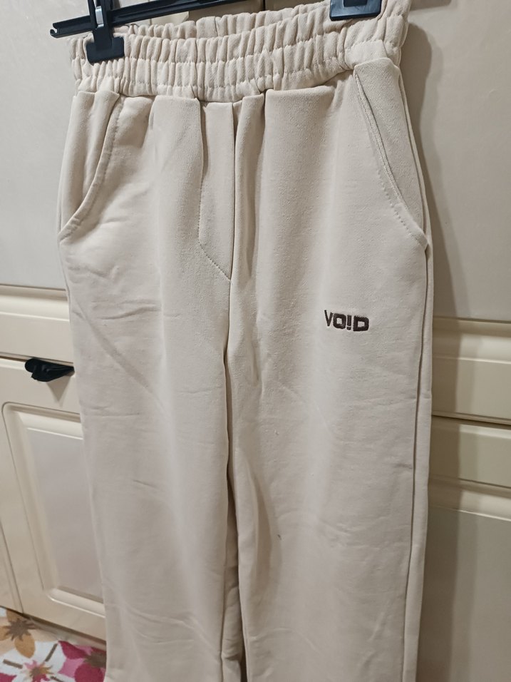 Bej Kadın Bol Kesim Pamuklu Eşofman - Görsel 3