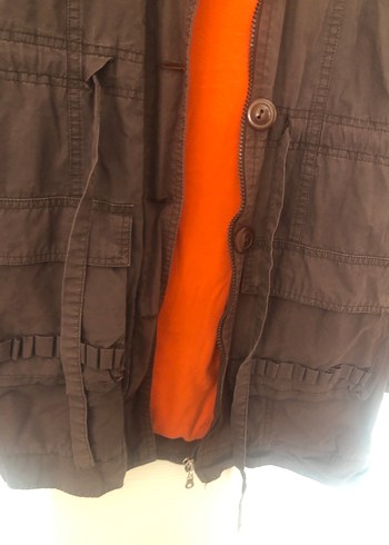 Düğmeli Kahverengi Keten Kadın Ceket - Görsel 4