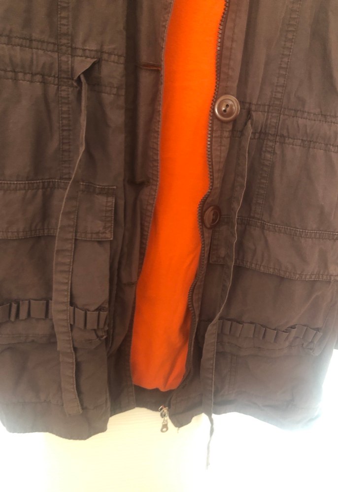 Düğmeli Kahverengi Keten Kadın Ceket - Görsel 4