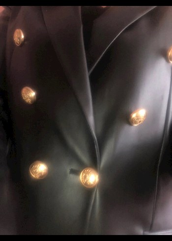 Siyah Deri Kadın Blazer Ceket - Görsel 2